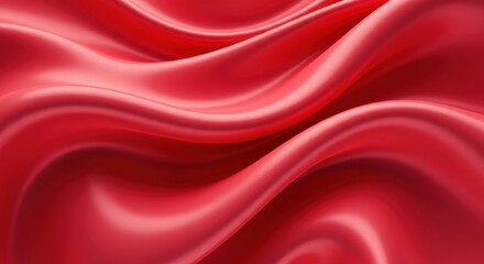 Obraz premium Smooth silky red fabric, flowing curves, abstract background, luxurious texture, soft folds, vibrant crimson, satin sheen, dynamic waves, elegant drapery, high contrast, closeup detail, seamless patte