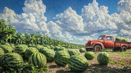 Summer Harvest: Watermelons & Truck