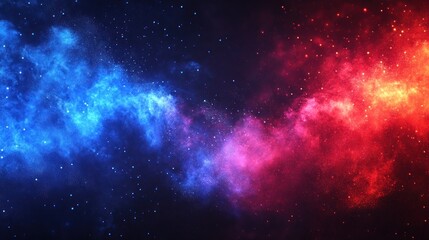 Naklejka premium Cosmic nebula, red blue clash, stars, background, design