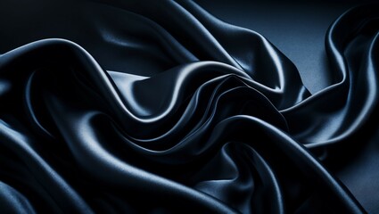 Obraz premium A close-up of smooth, flowing black silk fabric with a luxurious, glossy texture.