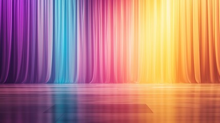 A vibrant stage curtain displays a gradient of colors,music production mastering editing. Smart phase alignment tools ensuring coherent and impactful stereo imaging