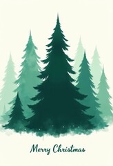 Fototapeta premium Watercolor Evergreen Trees with 