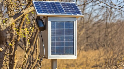 Solar-Powered Monitoring Station in Savanna Landscape