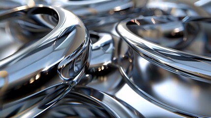 Abstract chrome rings with reflective highlights