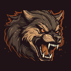 Blue Ink Wolf Head Vector Illustration