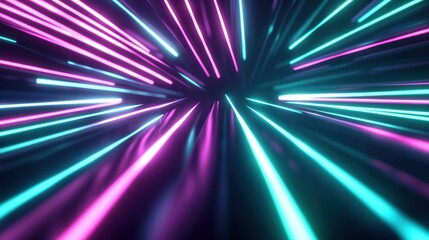 Obraz premium Futuristic neon light streaks in dynamic motion