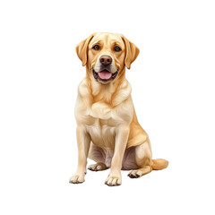 Obraz premium Adorable Golden Labrador Retriever Sitting, Studio Shot, Digital Painting