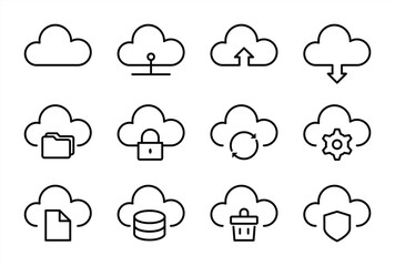  Cloud Computing Icon Set for Data and Storage Management