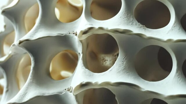 Detailed view of porous bone structure highlighting its unique architectural features and natural patterns