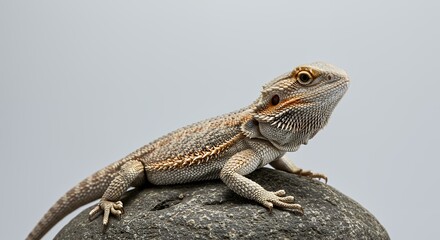 Obraz premium Close-Up of Bearded Dragon Lizard on Gray Stone