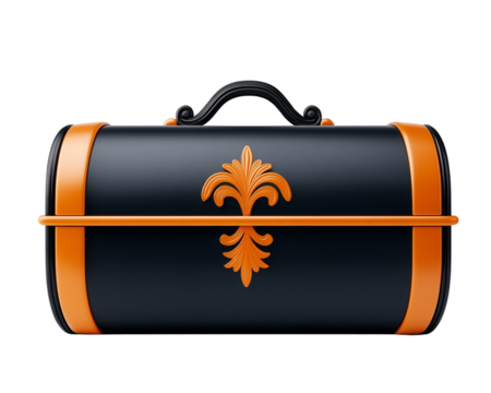 Stylish black and orange caseisolated on transparent background - Powered by Adobe