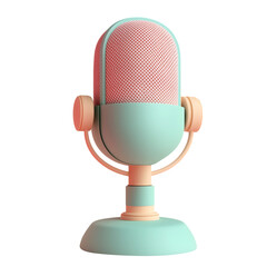 Microphone with cartoon style 3d rendering