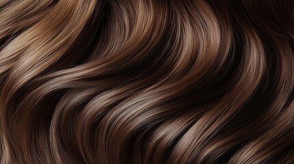 A cascade of rich brown hair, its waves flowing seamlessly into each other, lay softly on a neutral canvas, a testament to the natural beauty of healthy, well-maintained hair.