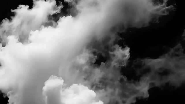 Abstract gray cloud formation animated overlay, transparent 4K video, alpha channel, ProRes 4444