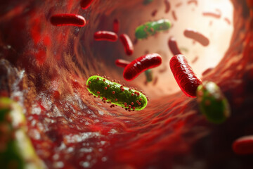 A mock up examination of a bacterial infection in the bloodstream