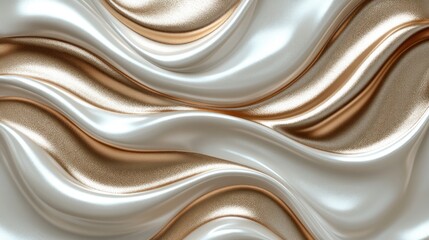 Elegant gold, white silk waves, abstract background, luxury texture