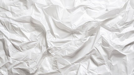 A translucent sheet of white plastic film, its wrinkles and imperfections etched into its surface like the lines on a weathered face, lay flat against a pristine white backdrop, offering a stark