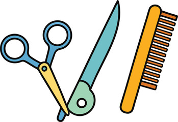 Scissors, comb, and razor are essential grooming tools. Scissors trim hair, combs style and detangle, while razors provide a clean shave, ensuring a polished appearance.