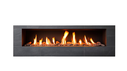 Cozy fireplace with black background, creating a warm and inviting ambiance for your home