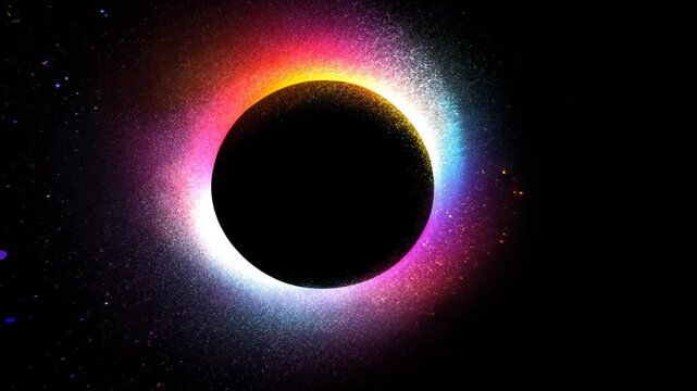Vibrant Ring of Color Particles on Black Background Animation