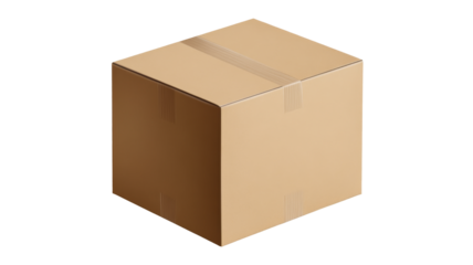 Cardboard box mockup e-commerce product display png with transparency background minimalist design white