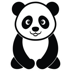 panda silhouette vector isolated on white background.