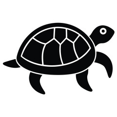 Vector black silhouette of a turtle isolated on a white background