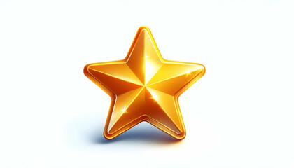 Obraz premium Rating A gleaming golden-yellow star with a smooth, glossy finish, slightly tilted to give it a dynamic and3