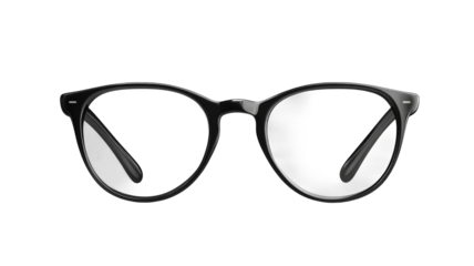 Stylish black glasses on transparency background png image modern design studio setting high-quality visuals