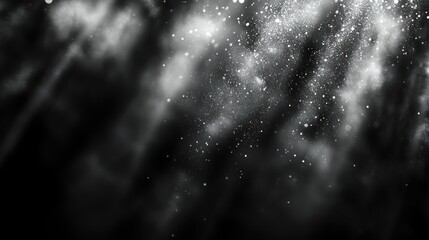 Glittering dust motes, dark studio, bokeh background, design element