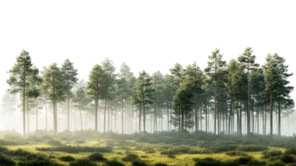 Serene forest landscape in misty morning light transparency background png for nature lovers