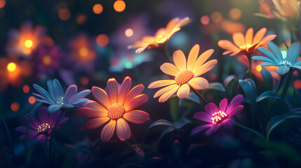 Obraz premium A field of flowers with a bright pink color