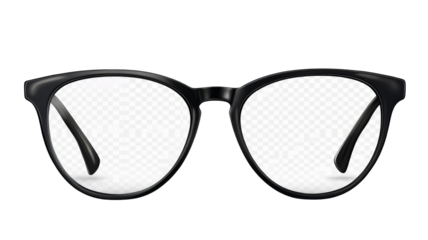Stylish black glasses with transparency background png format studio environment modern viewpoint