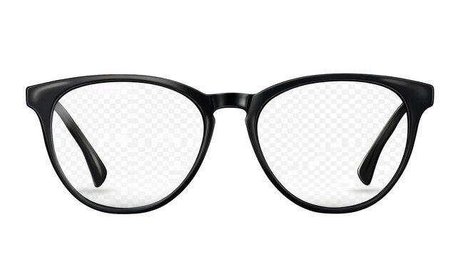 Stylish black glasses with transparency background png format studio environment modern viewpoint