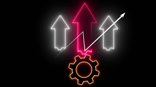 Process improvement and productivity growth concept. productivity growth, efficient processes, and business efficiency on black background.