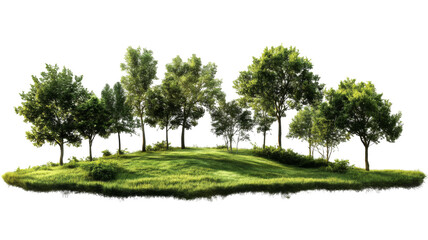Lush green tree island nature scene png with transparency background vibrant landscape aerial viewpoint eco-friendly concept