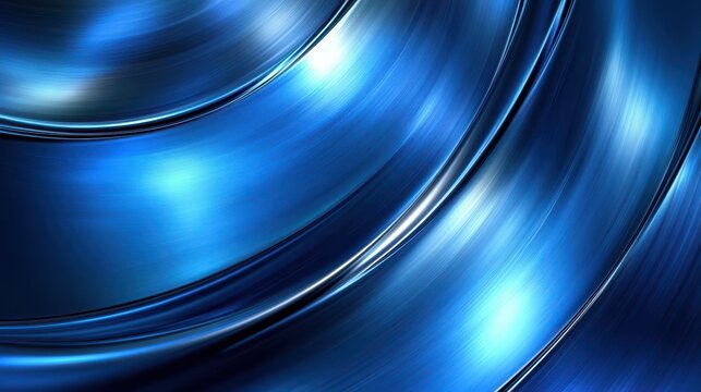 A deep blue metallic texture, abstract and geometric, unfolds in a dynamic composition of parallel curves, creating a captivating background banner with ample space for your design to shine.