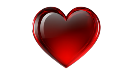 Elegant red heart icon for designs transparency background png format in vibrant color