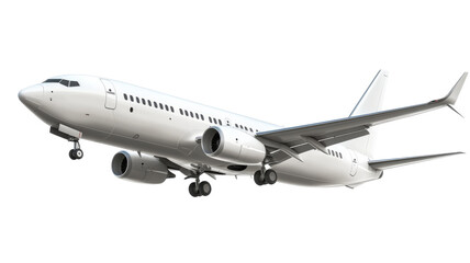 Commercial airplane in flight with transparency background png format clear skies high angle viewpoint