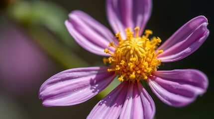 Photo Featuring Simple Nature Elements  A Detailed Macro Photograph Of A Single Wildflower, Highlighting Its Intricate Petals And Delicate Pollen, With A Sh.