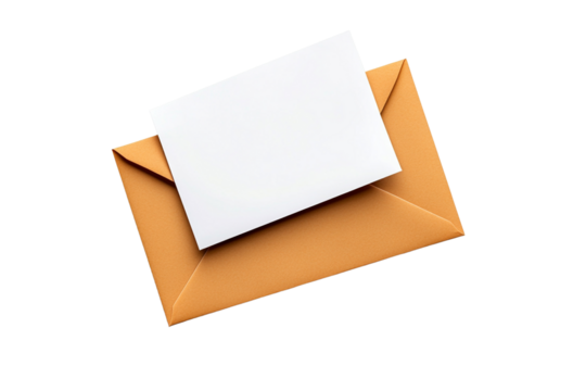 Envelope with blank card on top isolated on transparent background - Powered by Adobe