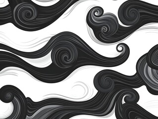Fototapeta premium Abstract swirls, black and white, cloud pattern, background design