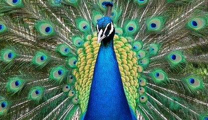 peacock with feathers