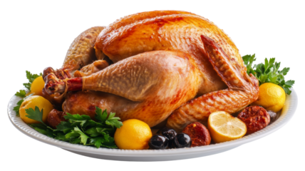 Thanksgiving feast turkey kitchen food photography warm atmosphere close-up transparency background png