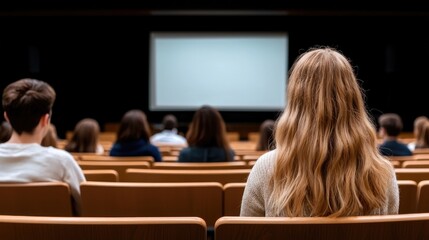 Fototapeta premium Audience watching presentation in lecture hall