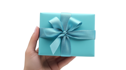 Mobile phone holding gift box isolated on white background
