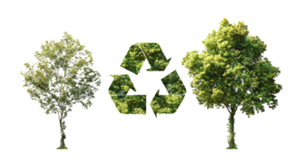 Recycling initiative with trees and transparent background png nature conservation environmental awareness outdoor scene