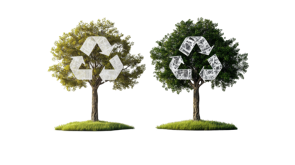 Sustainable environmental action nature png transparency background eco-friendly trees green initiative visual concept