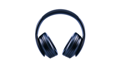 Wireless headphones blue color isolated on transparent background