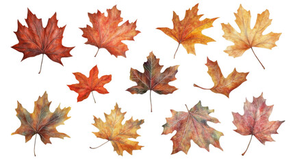 Fototapeta premium Autumn leaves collection nature png images transparent background vibrant colors